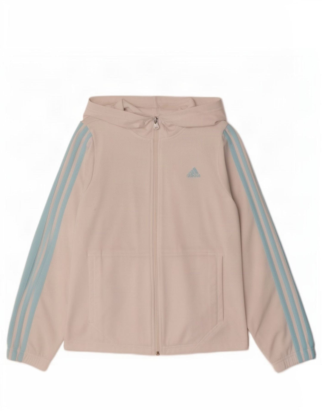 Adidas Womens Zip Hoodie Sweater UK 12 Medium White Polyester