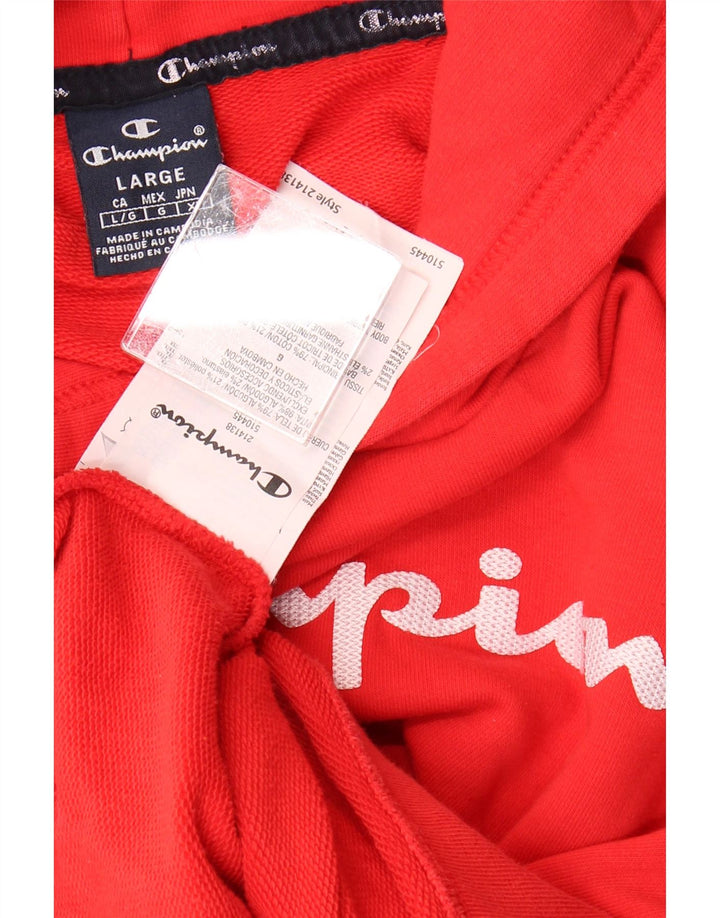 CHAMPION Suéter masculino com capuz gráfico grande algodão vermelho