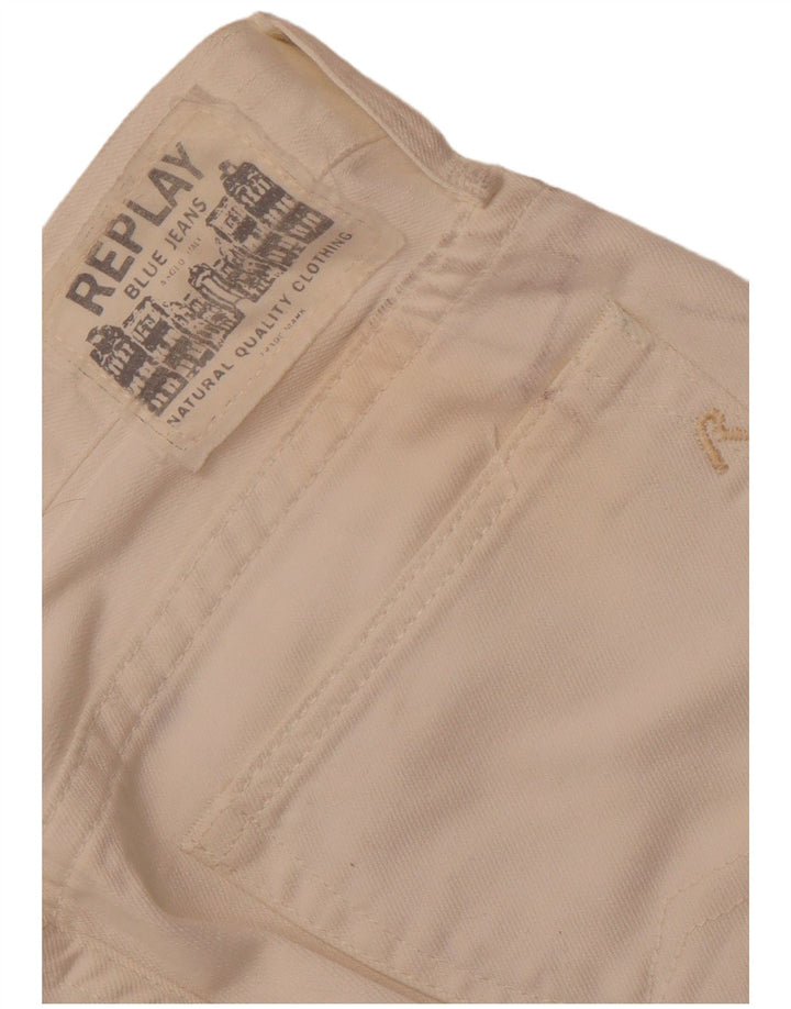 REPLAY Dame Straight Jeans W33 L28 Off White Bomuld