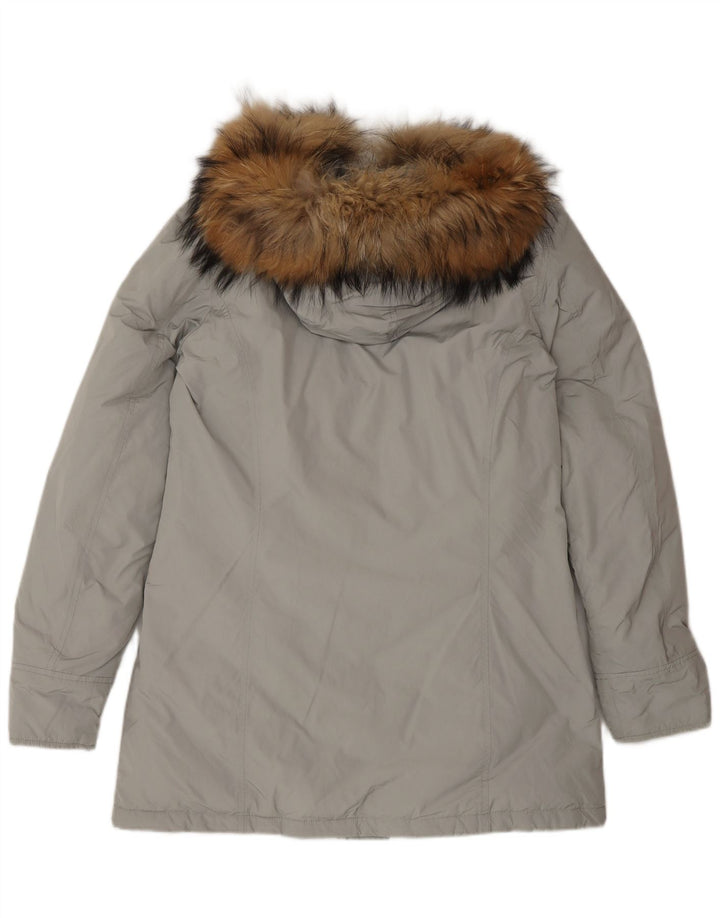 Woolrich Womens Hooded Parka Jacket UK 16 Large Grey Polyester Winter