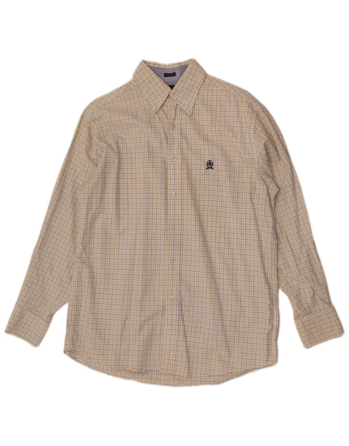 Tommy Hilfiger Camisa de ajuste regular para hombre talla 15 1/2 cuadros amarillos medianos