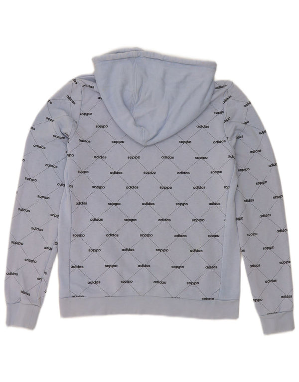 Adidas Womens Graphic Hoodie Jumper UK 10 Small Blue Cotton