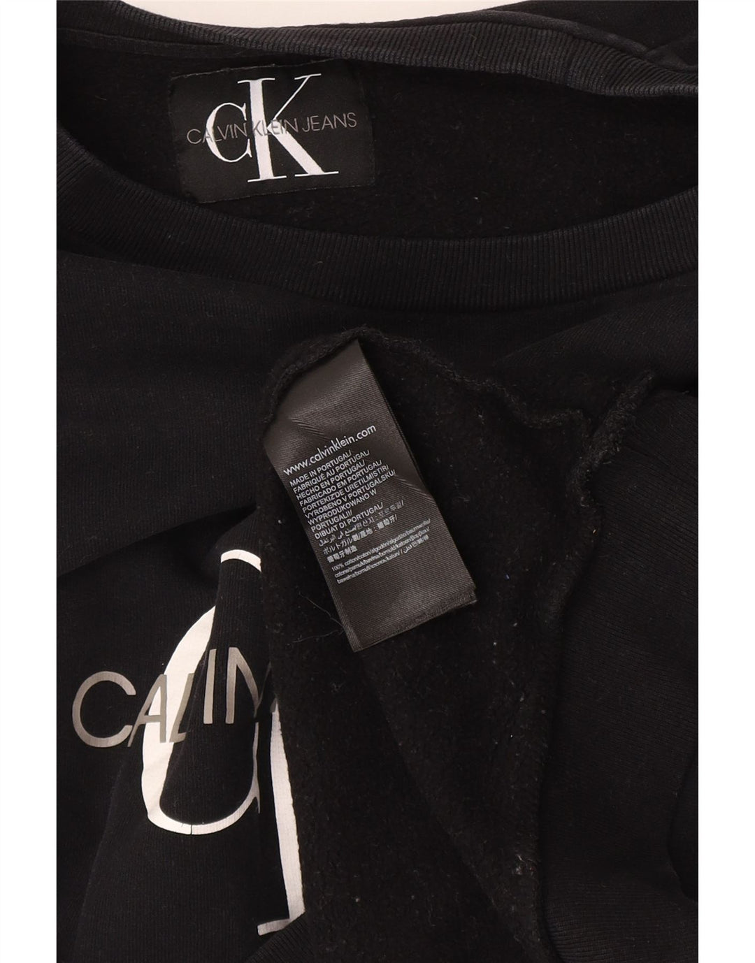 Calvin Klein Jeans Womens Graphic Sweatshirt Jumper UK 12 Medium Black