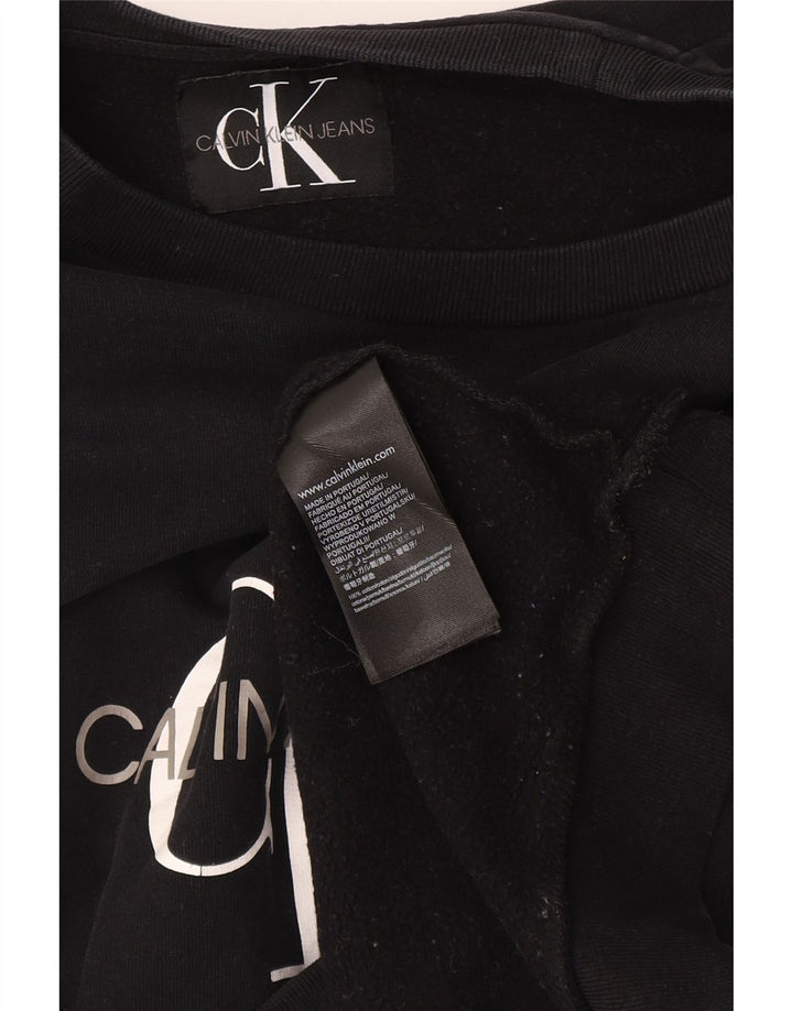 Calvin Klein Jeans Womens Graphic Sweatshirt Jumper UK 12 Medium Black