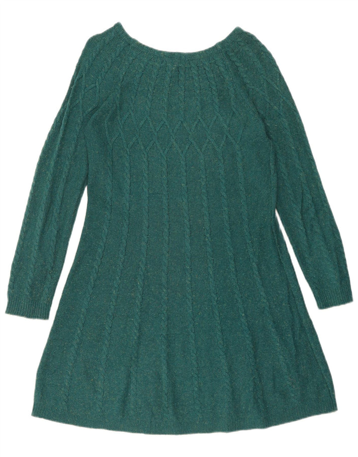 White Stuff Womens Jumper Dress UK 14 Medium Green Cotton