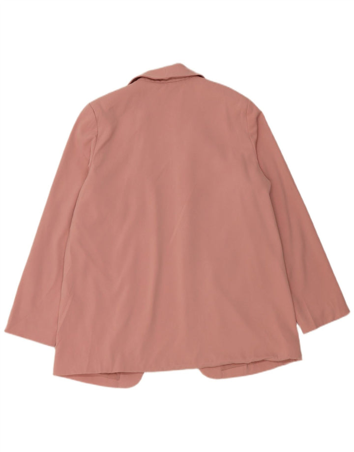 Marks & Spencer Womens Open Blazer Jacket UK 14 Large Pink Polyester