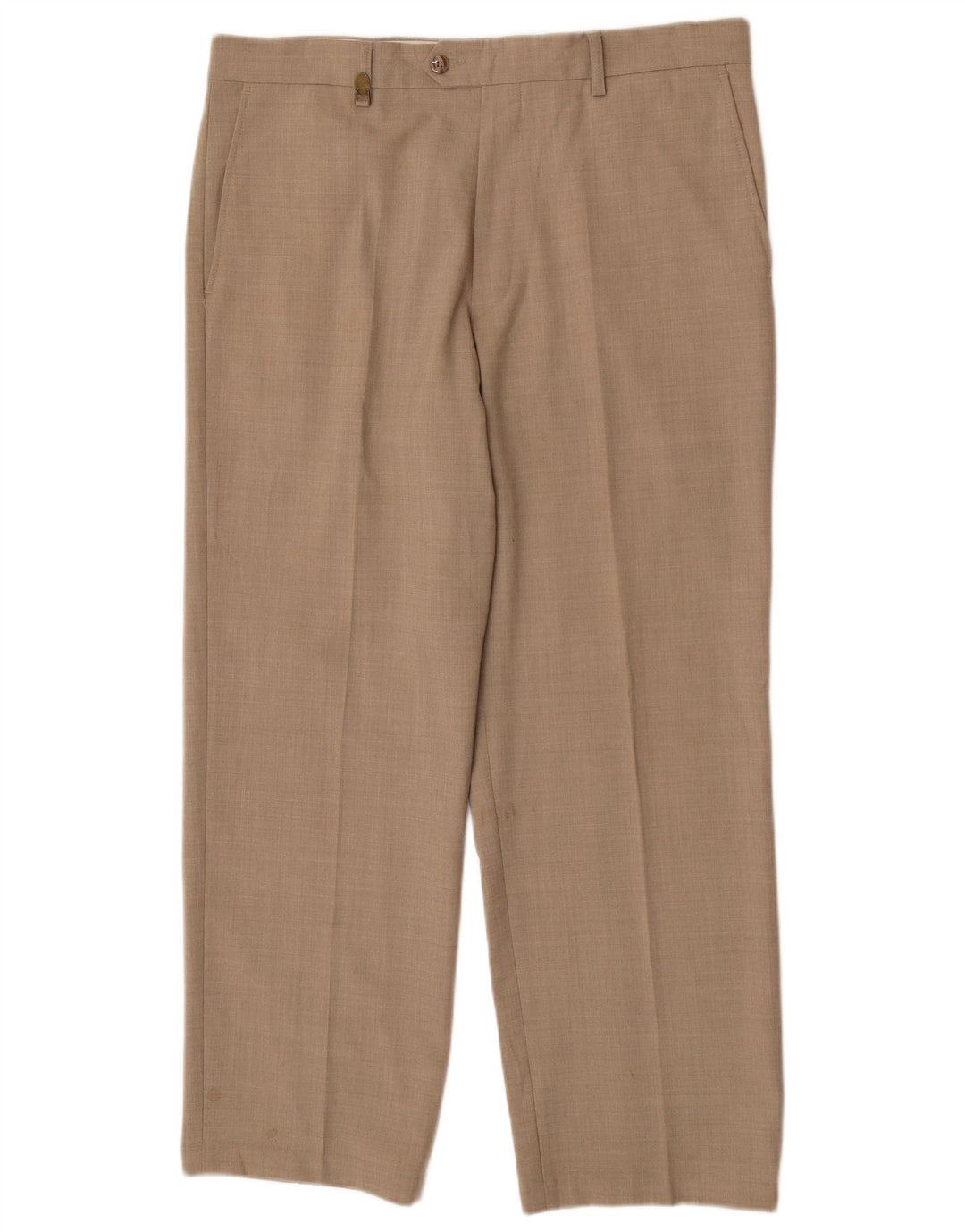 Farah Mens Straight Suit Trousers W36 L29 Beige Polyester