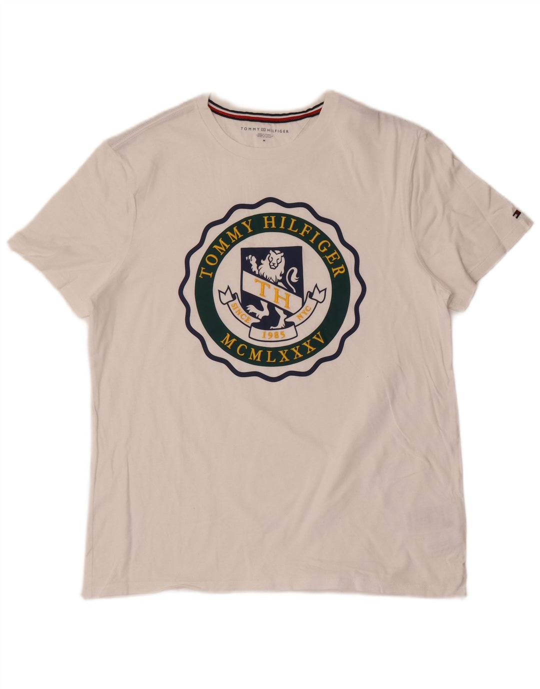 Tommy Hilfiger Mens Graphic T-Shirt Top Medium White Cotton