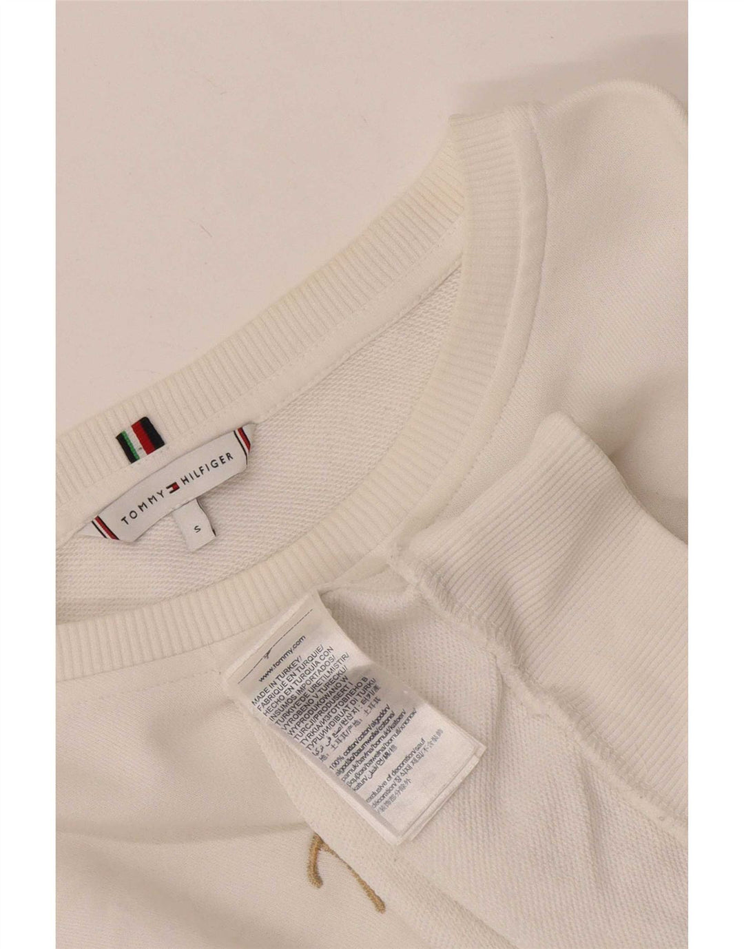 Tommy Hilfiger Womens Graphic Oversized Sweatshirt Jumper UK 10 Small White