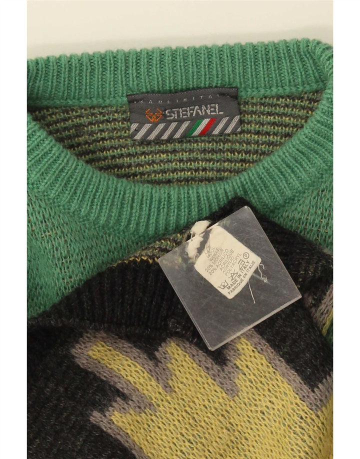 Maglione da uomo girocollo Stefanel in lana Ikat giallo medio