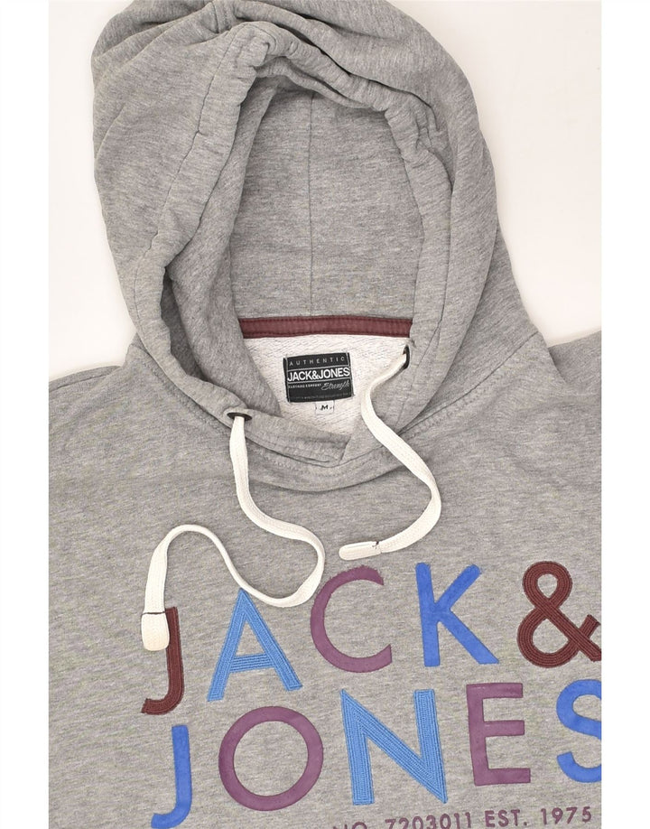 JACK & JONES Mens Graphic Hoodie Jumper Medium Grey Cotton | Vintage Jack & Jones | Thrift | Second-Hand Jack & Jones | Used Clothing | Messina Hembry 