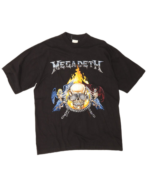 Vintage Mens Megadeth 1994 Graphic T-Shirt Top XL Black Cotton Metal