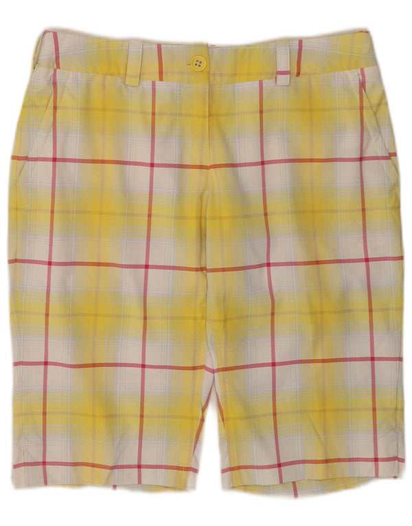 Nike Womens Dri Fit Golf Chino Shorts UK 12 Medium W32 Yellow Plaid