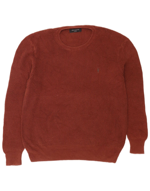 All Saints Herre Crew Neck Jumper Sweater Medium Brun Bomuld