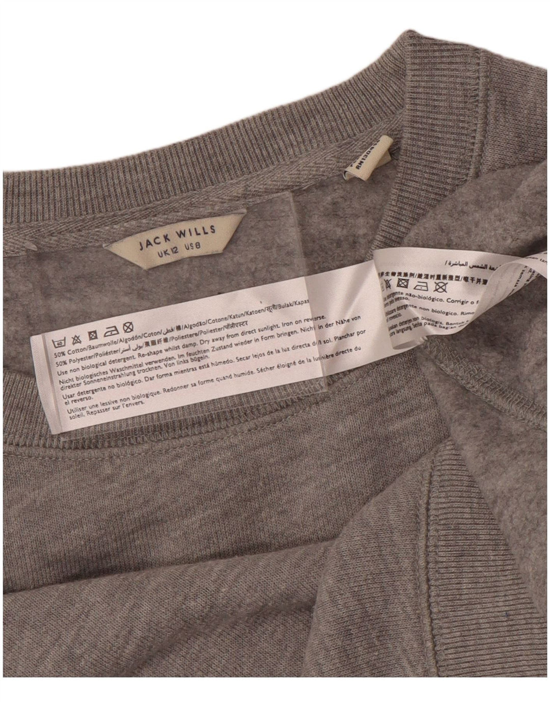 Jack Wills Womens Sweatshirt Jumper UK 12 Medium Grey Flecked Cotton
