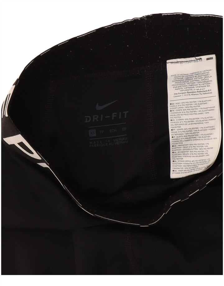 Nike Womens Dri Fit Graphic Leggings UK 4 XS  Black Polyester