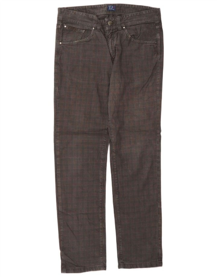 TRUSSARDI Mens Straight Casual Trousers IT 48 Medium W32 L32 Grey Check