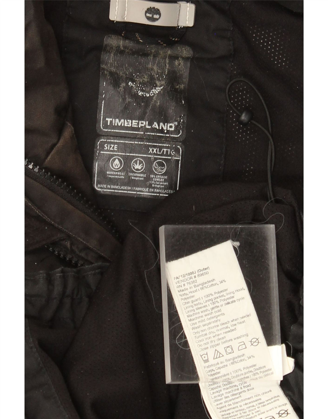 Timberland Mens Windbreaker Jacket UK 44 2XL Black Cotton