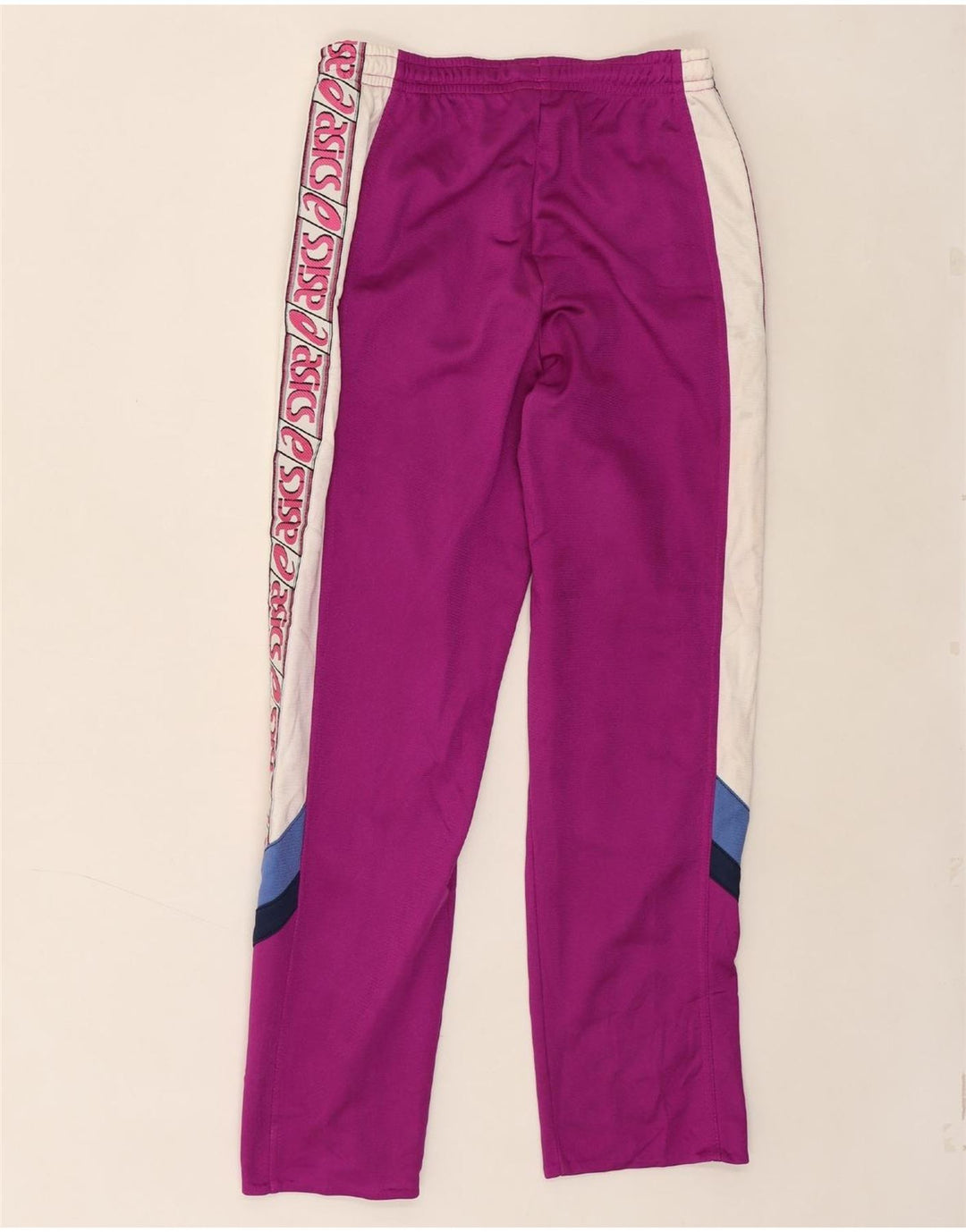 ASICS Womens Graphic Tracksuit Trousers UK 14 Medium  Pink Colourblock Vintage Asics and Second-Hand Asics from Messina Hembry 