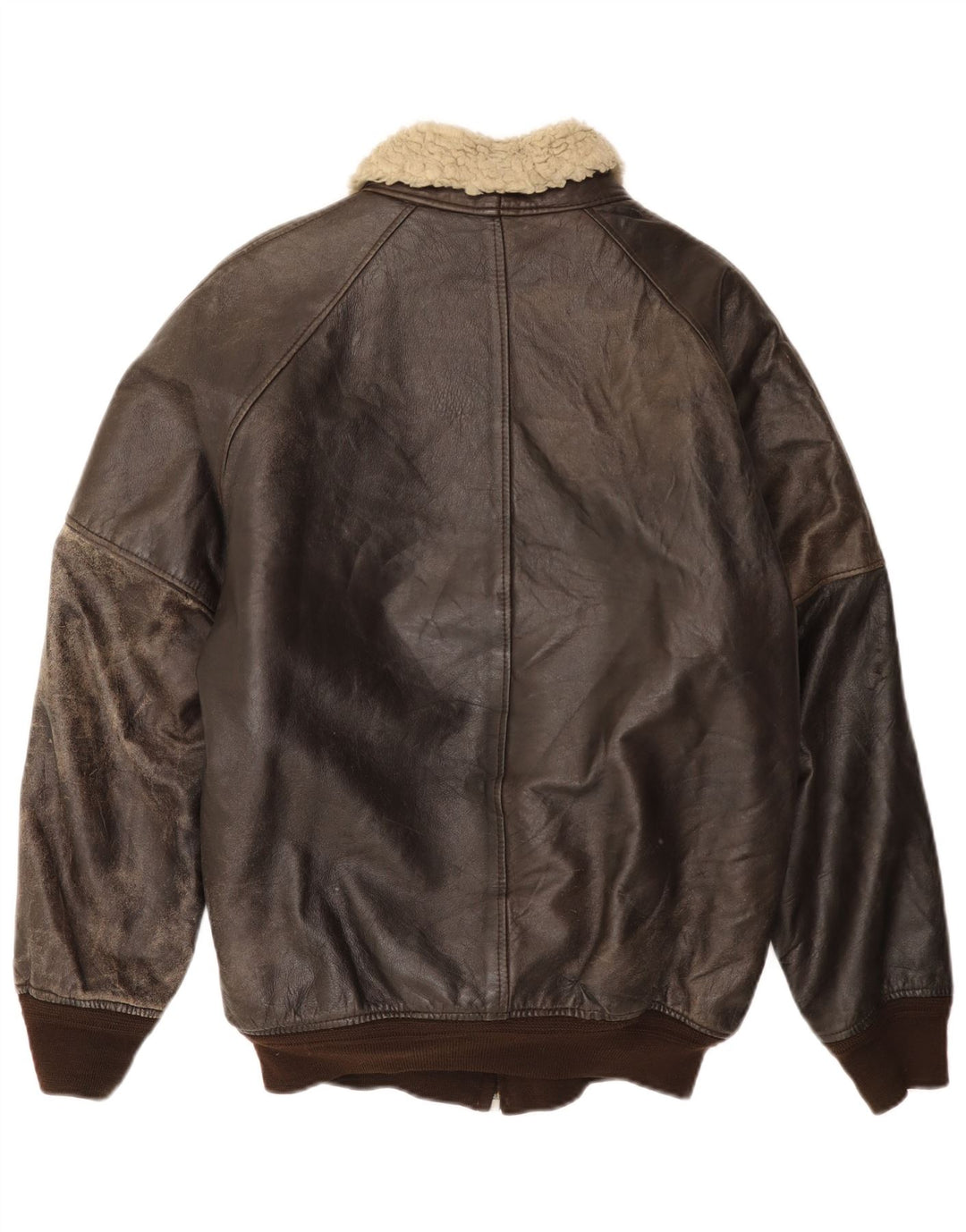 Vintage herre læder sherpajakke IT 52 XL Brun