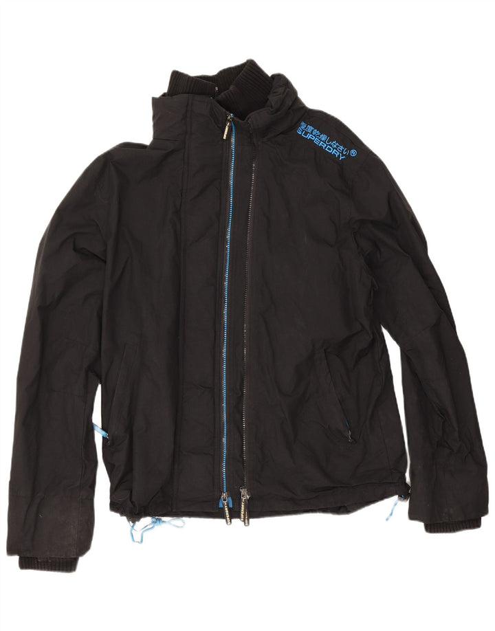 Superdry Mens Windcheater Rain Jacket UK 42 XL Black Nylon
