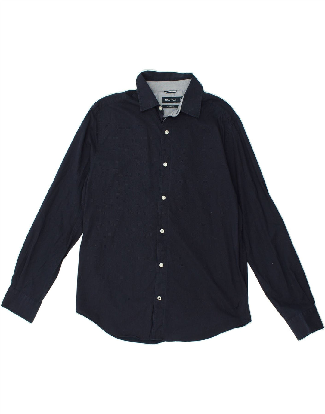 NAUTICA Mens Classic Fit Shirt Medium Navy Blue Cotton | Vintage Nautica | Thrift | Second-Hand Nautica | Used Clothing | Messina Hembry 
