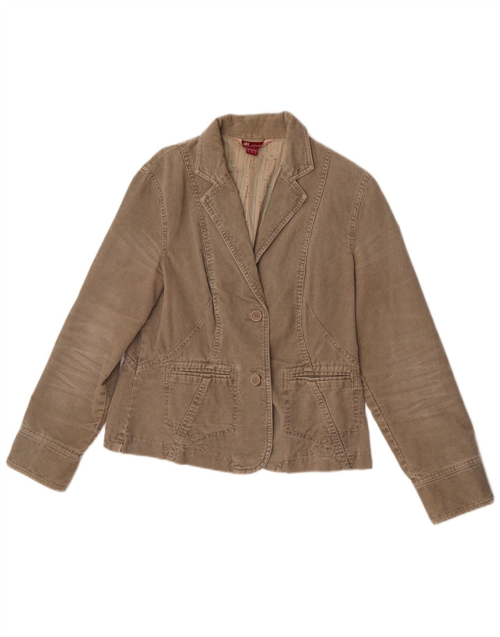 Monsoon Dame 2-knaps Corduroy Blazer Jacket UK 12 Medium Beige Bomuld