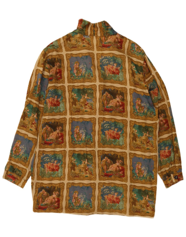 Vintage ženska grafička košulja bluza UK 18 XL kaki patchwork