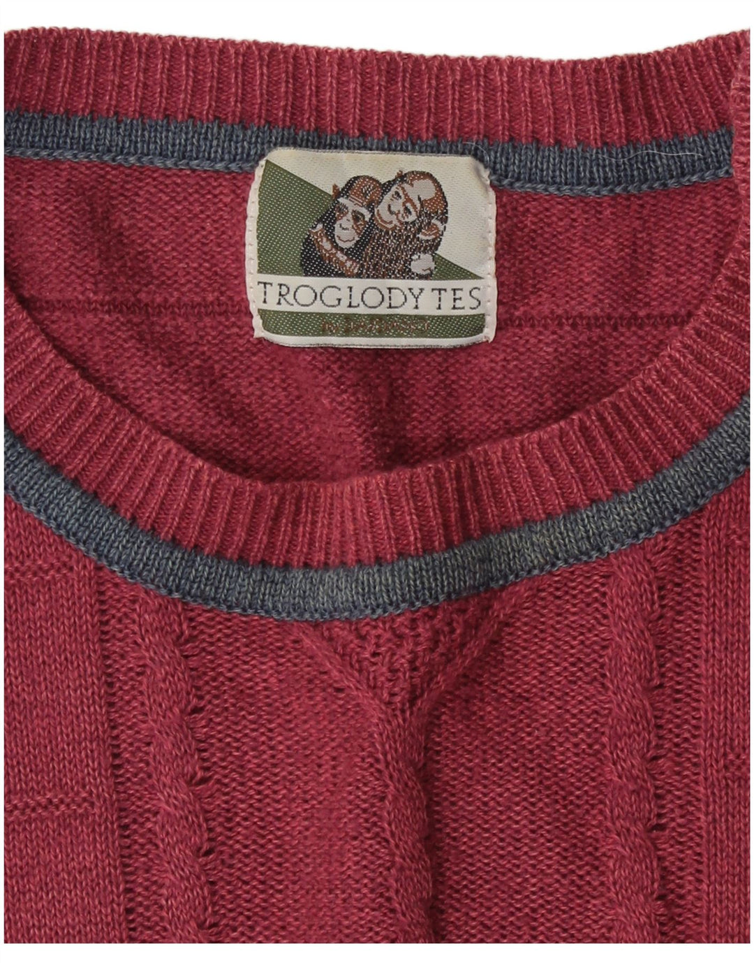 Vintage Mens Crew Neck Jumper Sweater Large Pink Colourblock