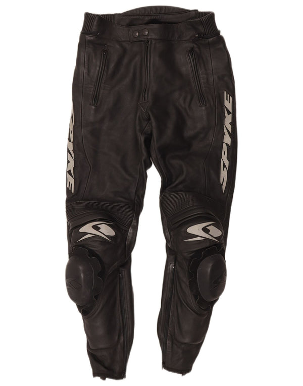 Spyke Mens Motorcycle Graphic Leather Trousers IT 48 Medium W30 L28 Black
