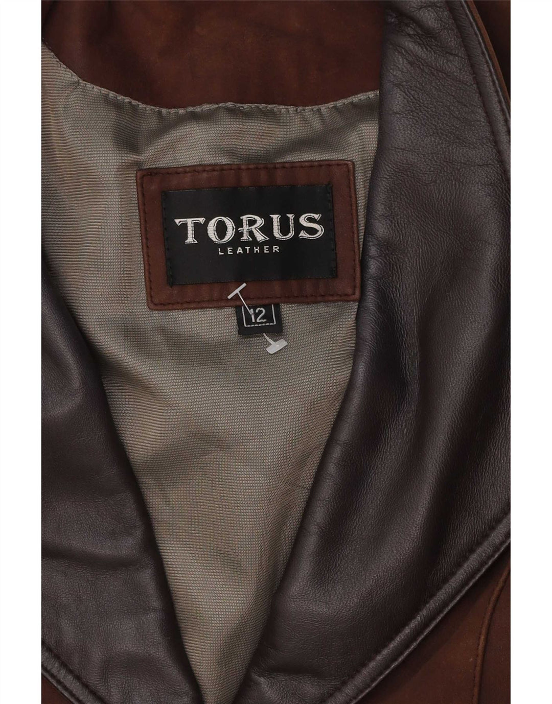 Casaco de couro feminino Torus UK 12 marrom médio