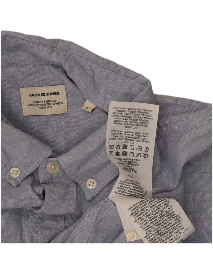 Jack & Jones Mens Shirt Large Blue Flecked Cotton