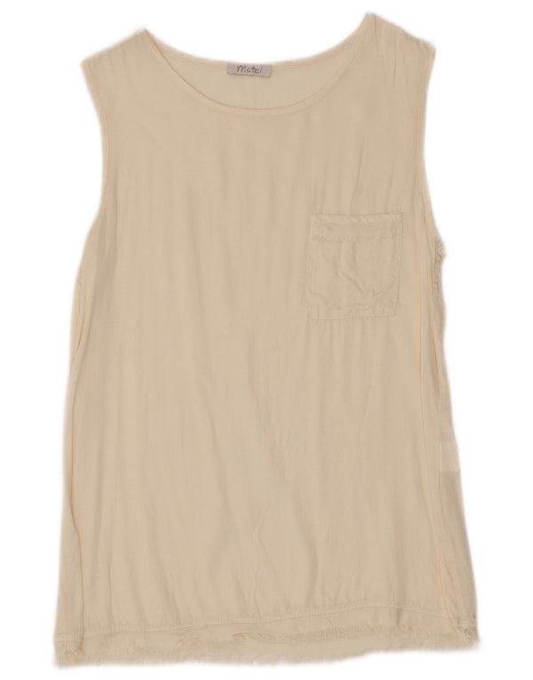 Motel Damen Weste Top UK 10 Small Beige Viskose