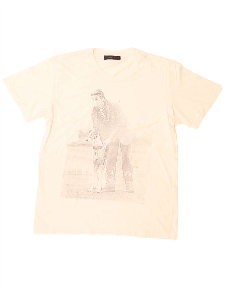 Trussardi Jeans Mens Graphic T-Shirt Top Large White