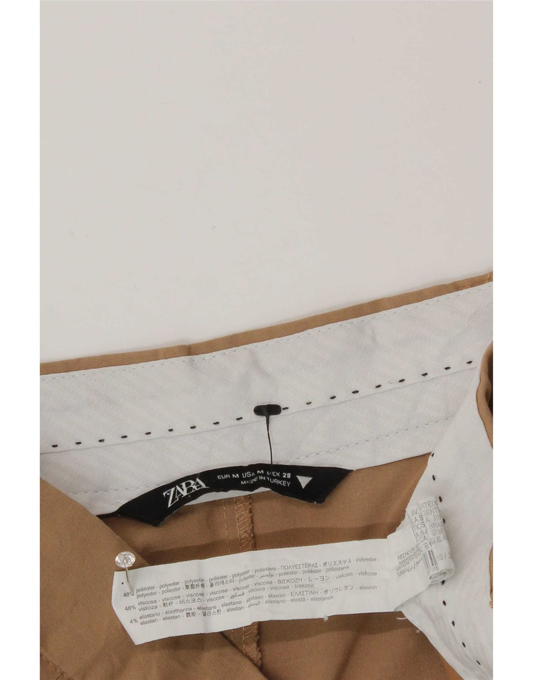 Gerade Freizeithose für Damen von Zara, mittelgroß, W28, L30, braun, Polyester