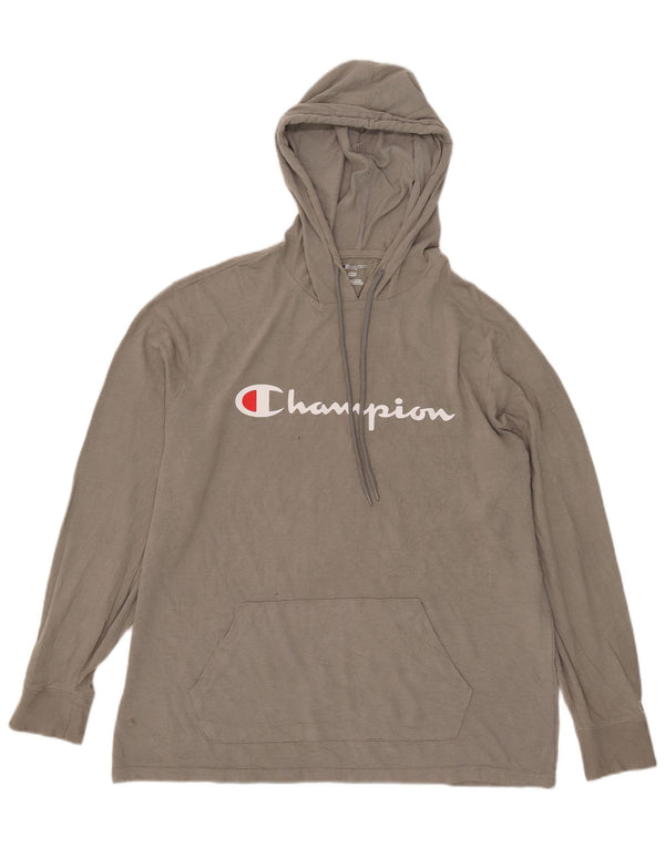 Champion Herre Hooded Grafisk Top Langærmet Medium Grå