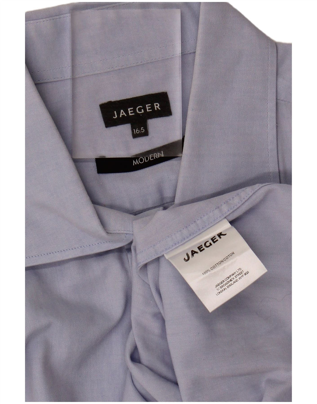 JAEGER Mens Modern Fit Shirt Size 16 Large Blue Cotton