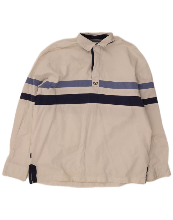 Crew Clothing Camicia pullover da uomo in cotone a righe grandi bianche