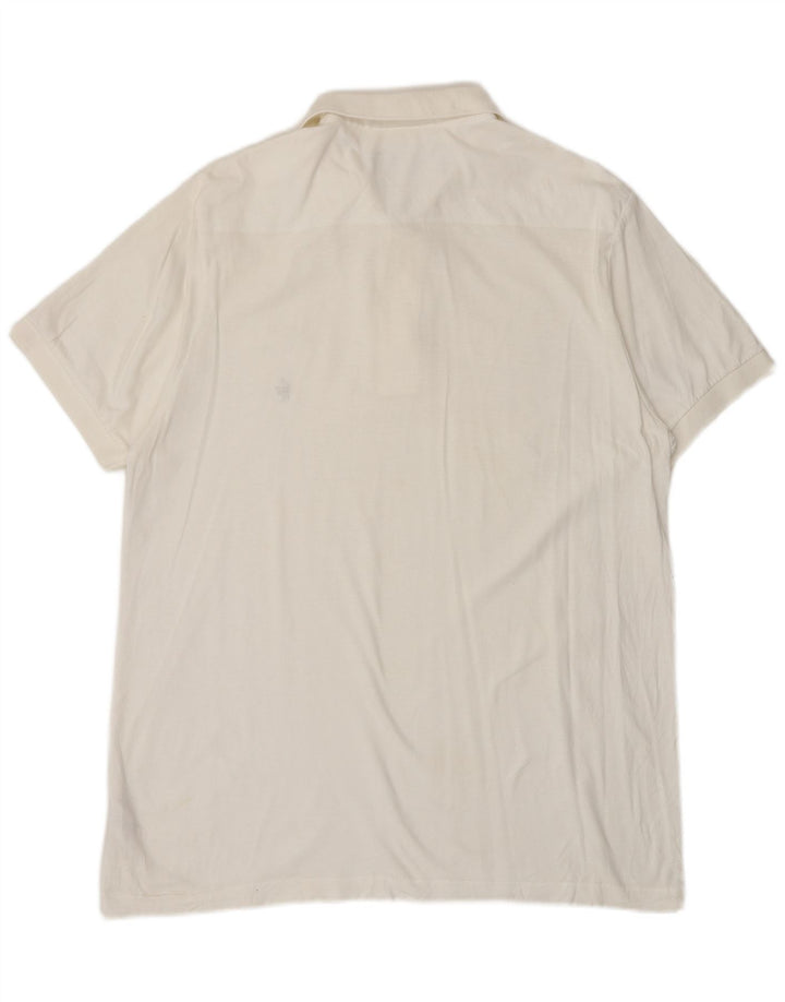 FRENCH CONNECTION Mens Polo Shirt Large Off White Cotton