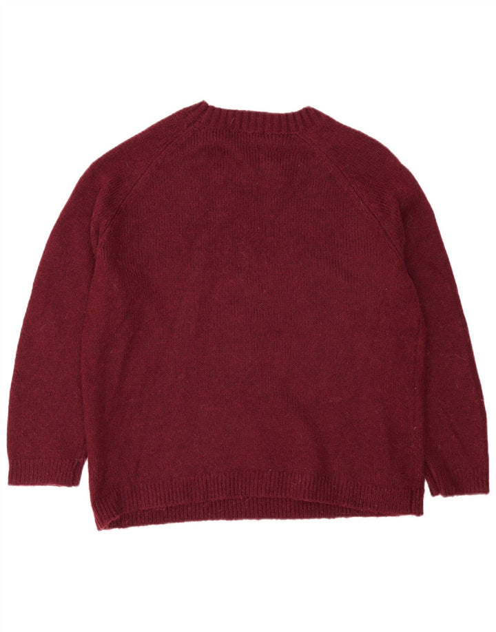 Marks & Spencer Mens Crew Neck Jumper Sweater Large Burgundy Acrylic