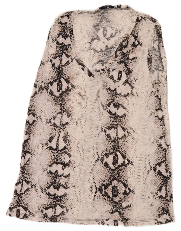 Liu Jo Womens Sleeveless Blouse Top UK 8 Small White Animal Print Viscose