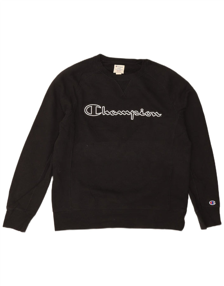 Champion Mens Graphic Sweatshirt Jumper Medium Black Cotton