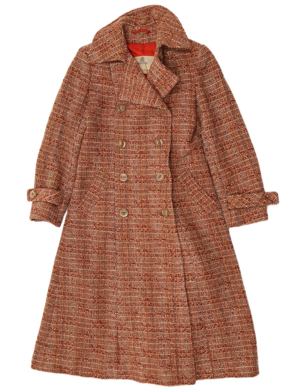 Aquascutum Cappotto doppiopetto da donna UK 12 Lana a righe marrone medio