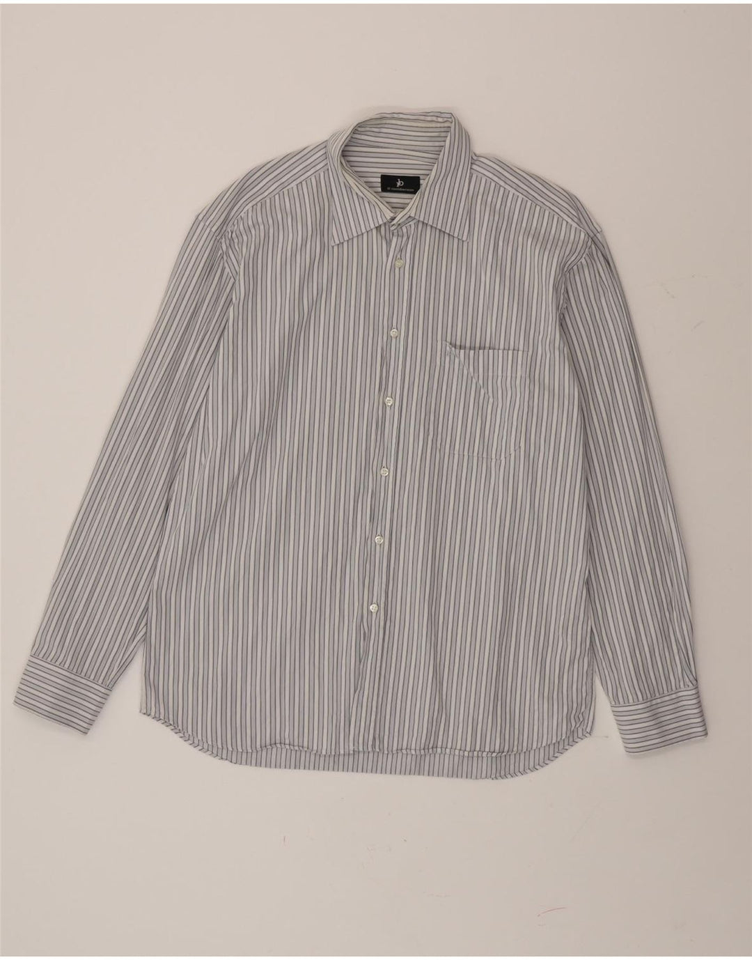 Roccobarocco Mens Shirt Size 43 17 XL Blue Striped