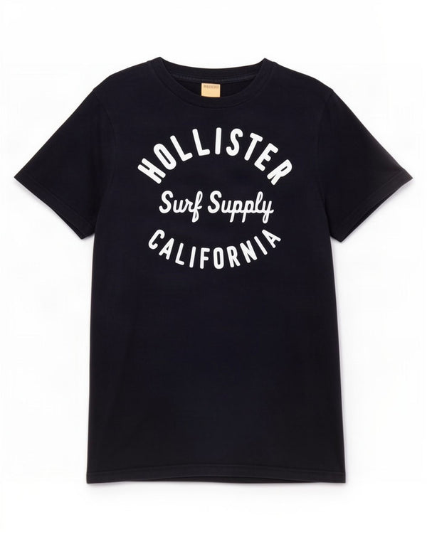 Hollister Mens Graphic T-Shirt Top Large Navy Blue Cotton