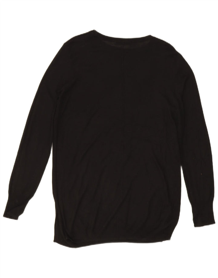 Zara Womens Longline Oversized Boat Neck Jumper Sweater UK 14 Medium Black