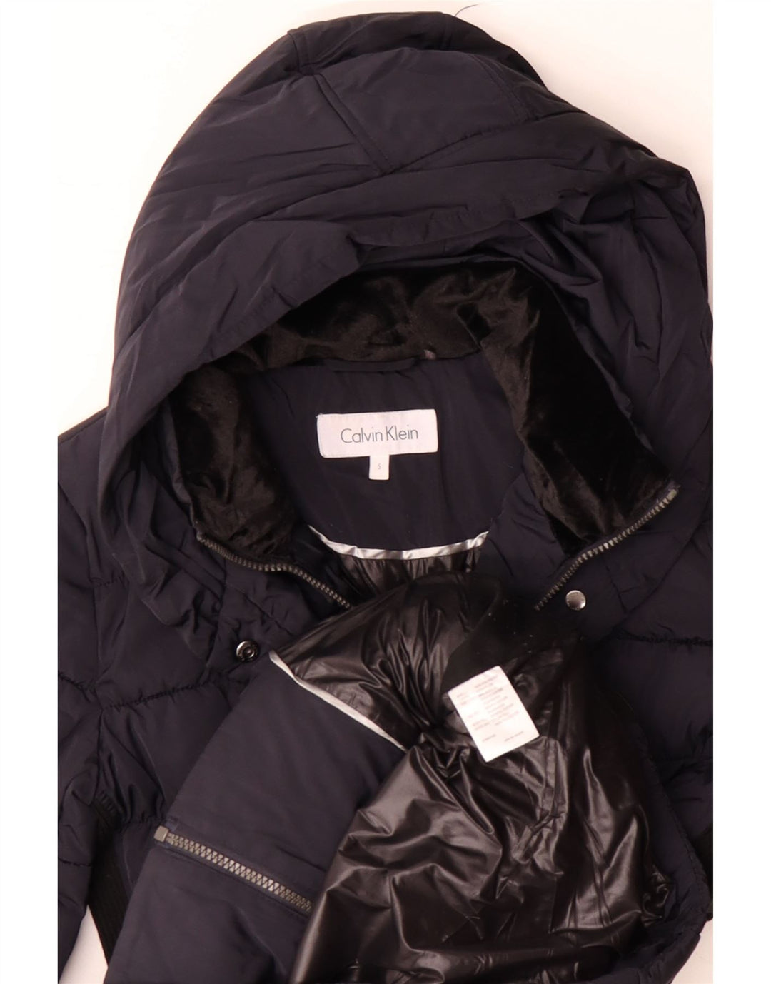 CALVIN KLEIN Womens Oversized Padded Coat UK 10 Small Navy Blue