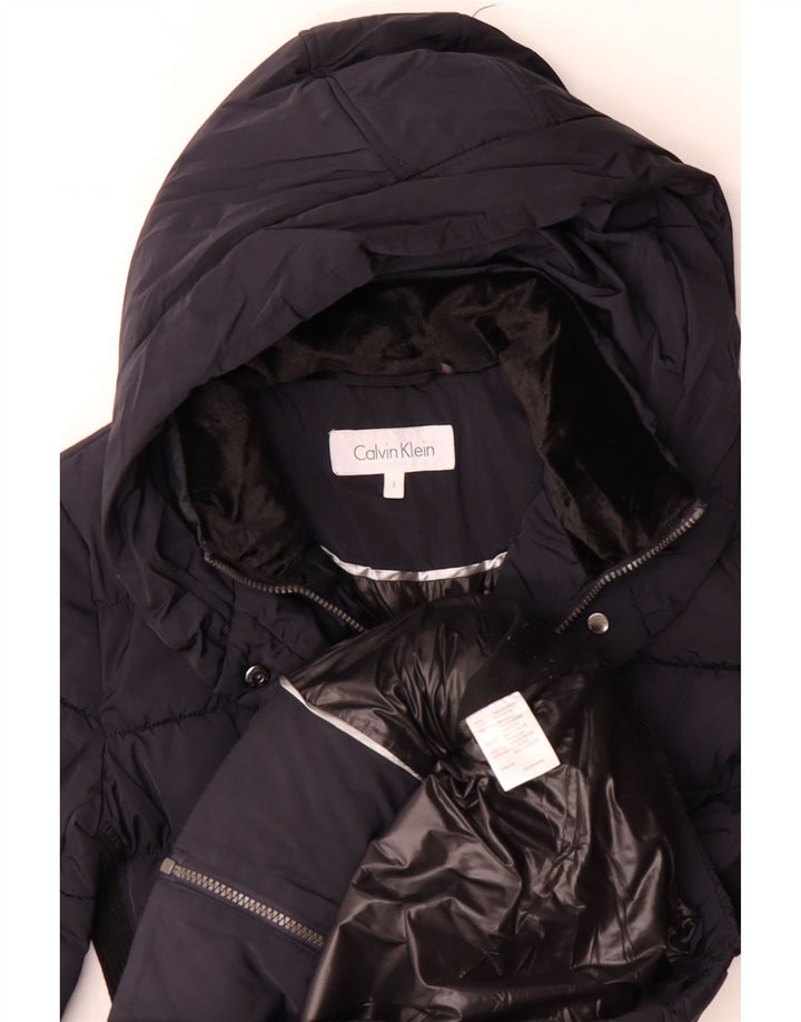 CALVIN KLEIN Womens Oversized Padded Coat UK 10 Small Navy Blue
