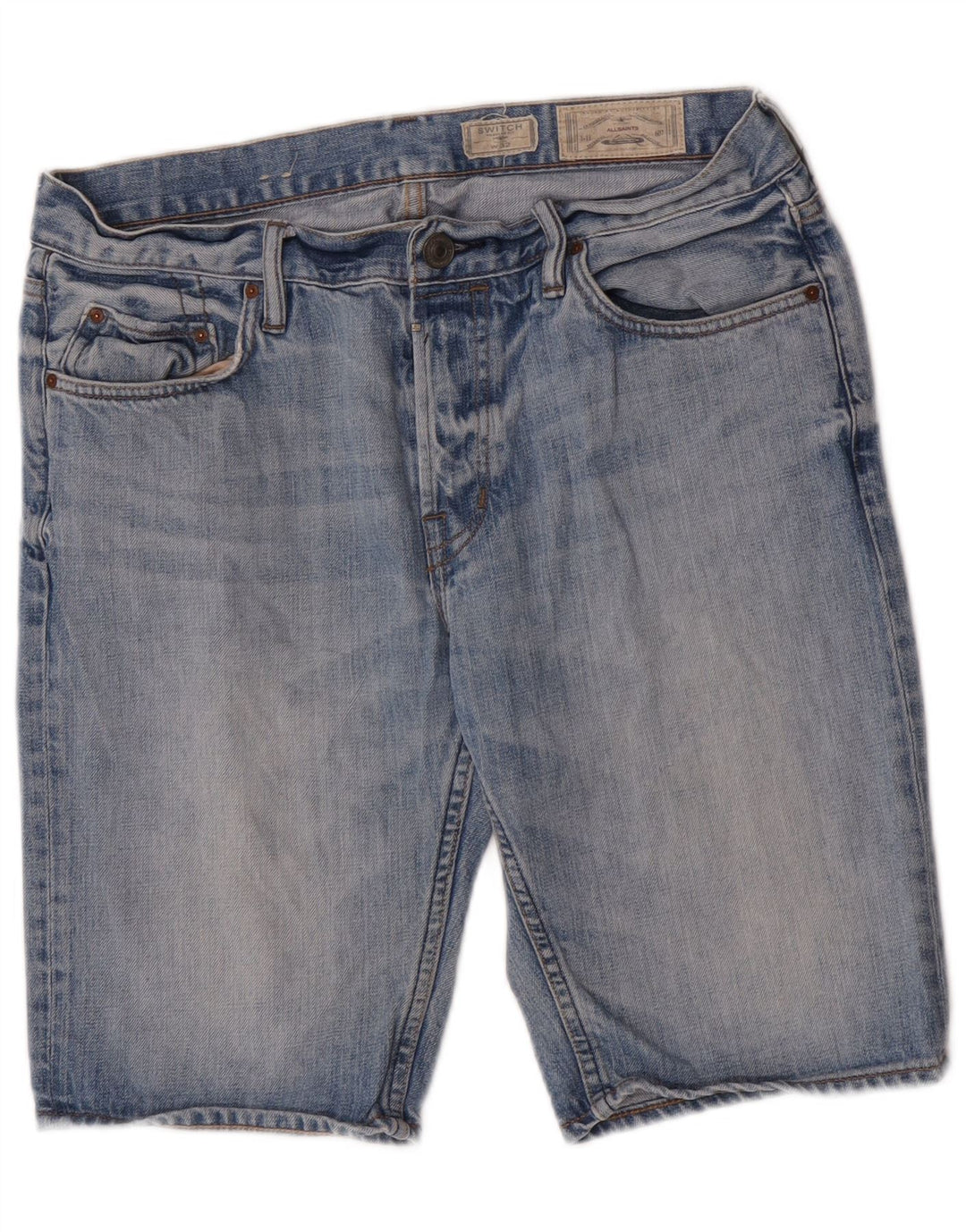 All Saints Mens Denim Shorts W32 Medium Blue Cotton