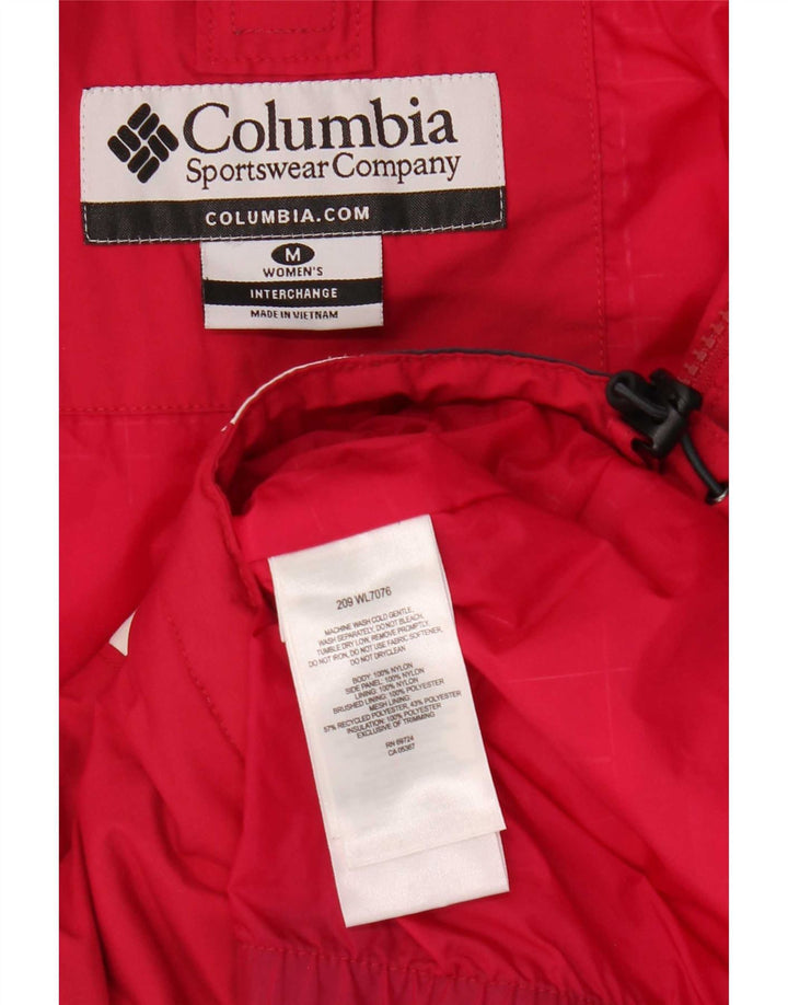 Columbia Womens Omni-Tech Hooded Ski Jacket UK 12 Medium Red Colourblock